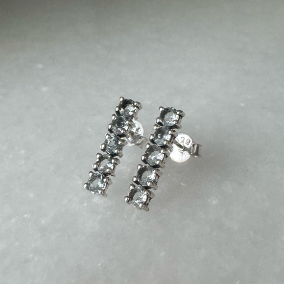 NWOT Tuckernuck Carson Earrings Aquamarine Sterling Silver